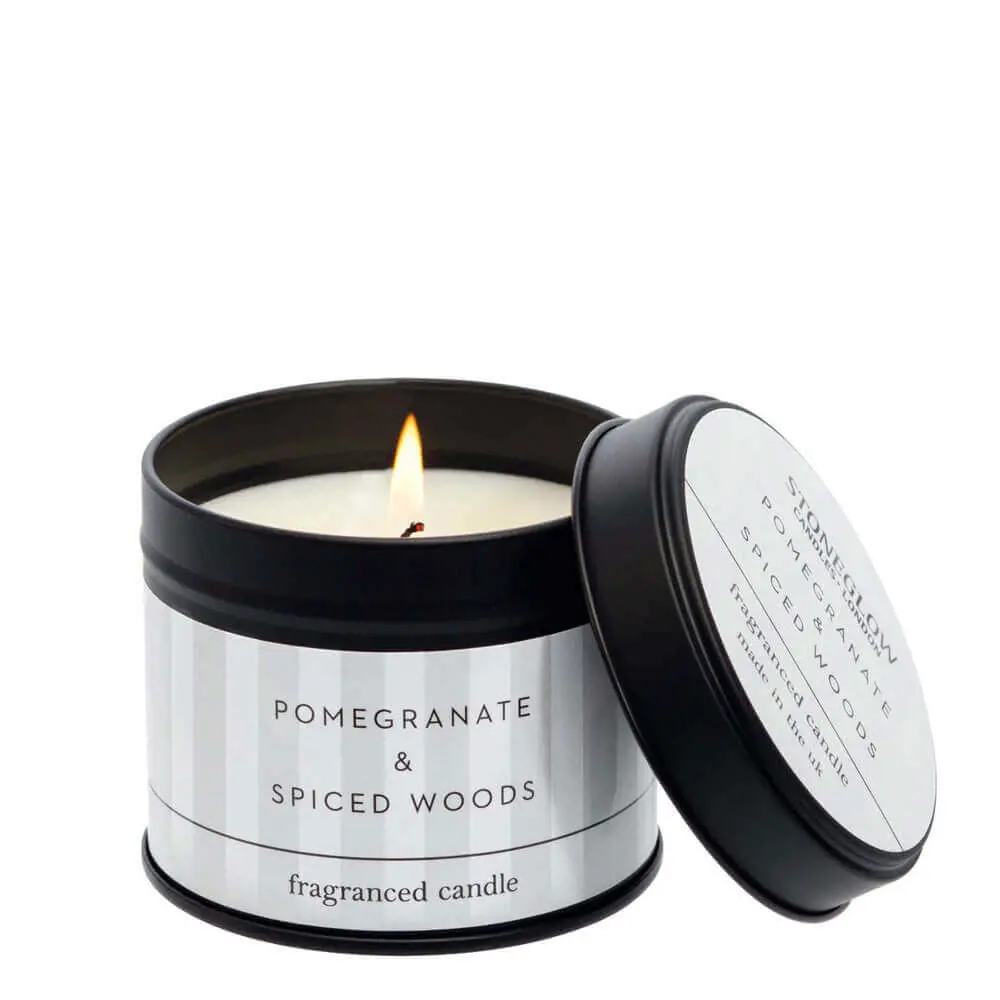 Stoneglow Modern Classics Pomegranate & Spiced Woods Scented Candle Tin